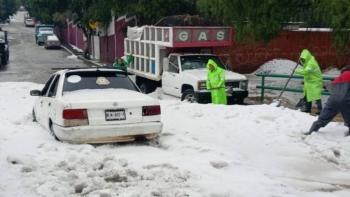 Granizada en Sierra de Guadalupe provoca da&ntilde;os en viviendas y escuelas