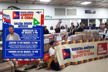 Convoy Nuestra Am&eacute;rica llega a Cuba con apoyo humanitario y respaldo de D&iacute;az-Canel