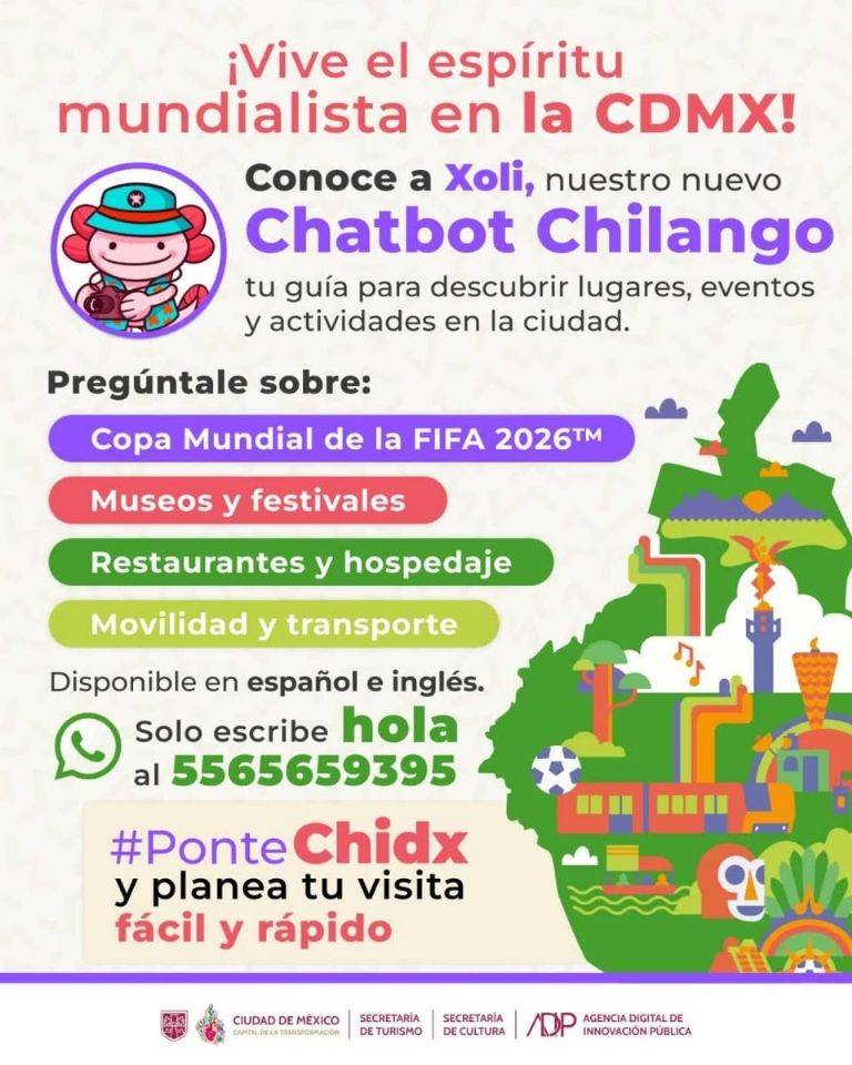 Se lanza Xoli-Guía Ciudad de México, el nuevo chatbot de Turismo y Cultura para recibir el Mundial de futbol 2026