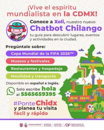 Se lanza Xoli-Gu&iacute;a Ciudad de M&eacute;xico, el nuevo chatbot de Turismo y Cultura para recibir el Mundial de futbol 2026