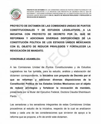 Hoy se discutir&aacute; en comisiones Reforma constitucional 
