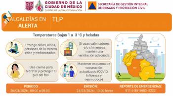 Se activa alerta naranja-amarilla por pron&oacute;stico de temperaturas bajas 25 de marzo