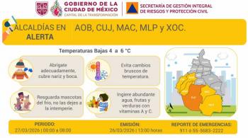 Se activa alerta naranja-amarilla por pron&oacute;stico de temperaturas bajas 26 de marzo 2026