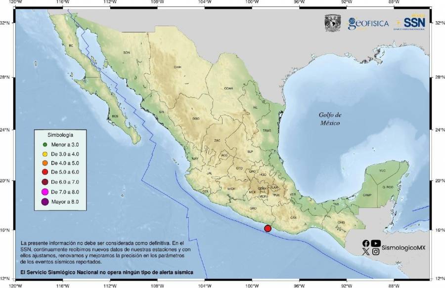 Sismo de magnitud 5.2 sacude Oaxaca
