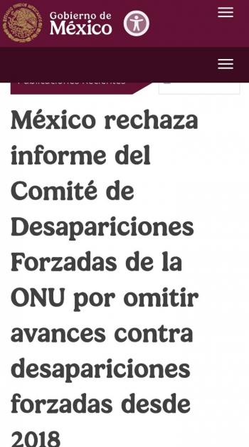M&eacute;xico rechaza informe de la ONU sobre desapariciones forzadas y acusa omisiones