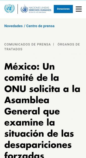 ONU pide llevar ante su Asamblea General las desapariciones 