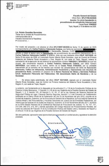 Fiscal&iacute;a de Nayarit cierra investigaciones contra empresario Carlos Valenzuela Cadena