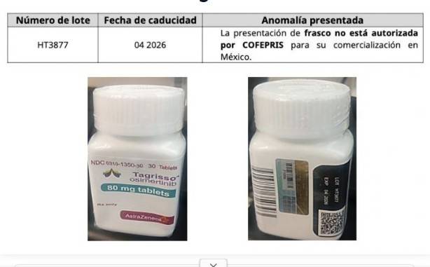 Cofepris alerta por falsificación del producto Tagrisso