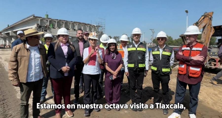 Supervisa Sheinbaum obra de puente vehicular en Chiautempan para fortalecer conectividad regional