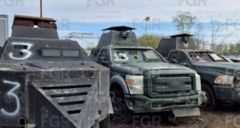 FGR destruye 18 veh&iacute;culos blindados usados por grupos delictivos