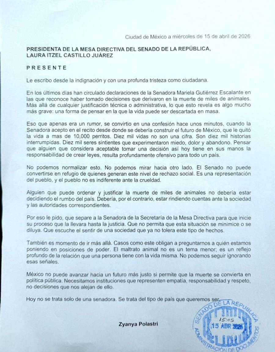 Activista pide retirar a Mariela Guti&eacute;rrez de la Mesa Directiva del Senado