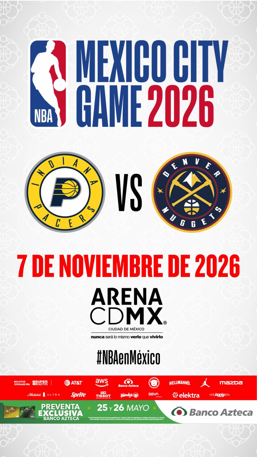 DENVER NUGGETS E INDIANA PACERS DISPUTARÁN UN PARTIDO DE TEMPORADA EN LA CIUDAD DE MÉXICO