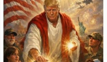 Tras pol&eacute;mica, Trump difunde imagen cercano y tierno junto a Cristo