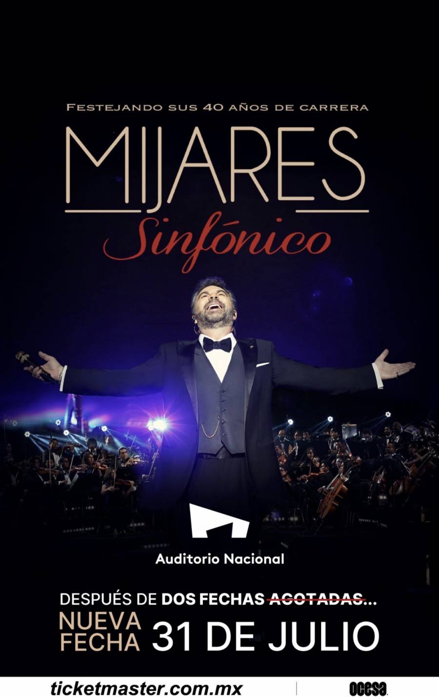 Debido al gran éxito, Mijares anuncia una fecha más de su concierto sinfónico