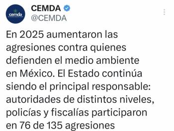 Aumentan agresiones contra defensores del medio ambiente en M&eacute;xico; el Estado es se&ntilde;alado como principal responsable
