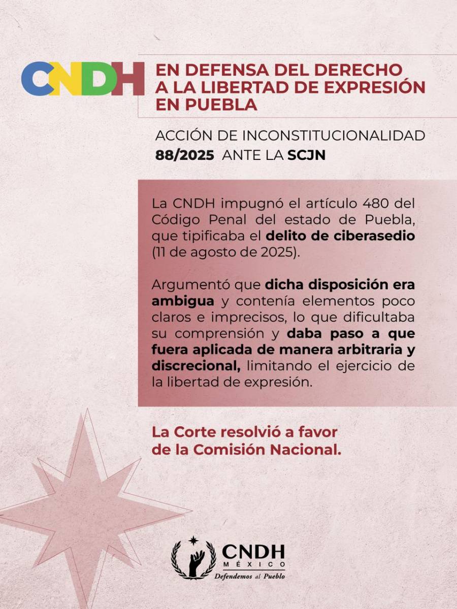 CNDH impugna delito de ciberasedio en Puebla por posible violaci&oacute;n a derechos humanos