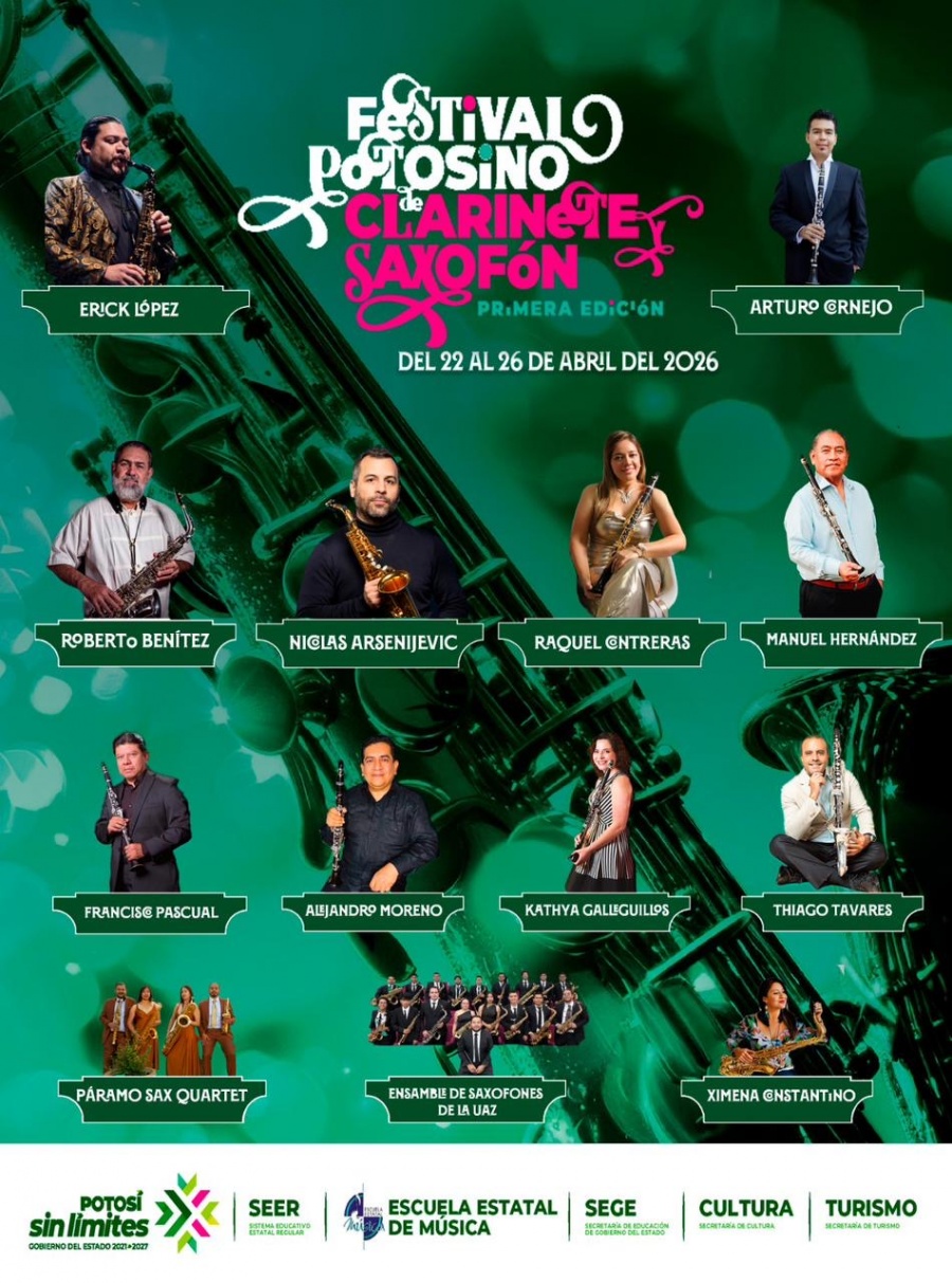 San Luis Potosí albergará el Primer Festival Potosino de Clarinete y Saxofón en abril