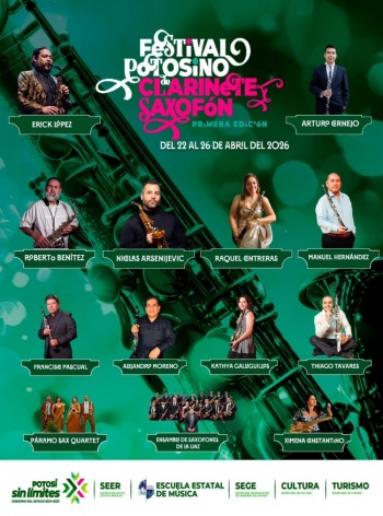 San Luis Potos&iacute; albergar&aacute; el Primer Festival Potosino de Clarinete y Saxof&oacute;n en abril