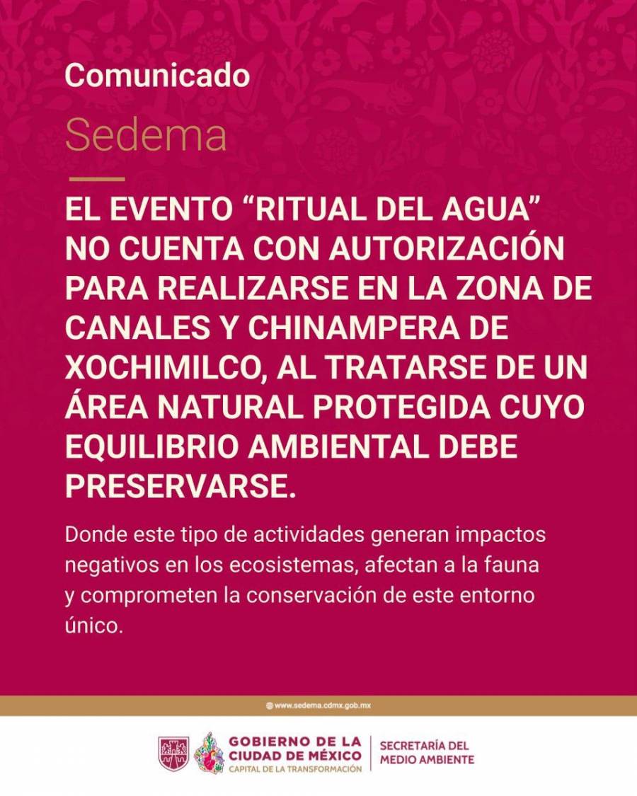 SEDEMA actúa para proteger el ecosistema lacustre; evento “Ritual del Agua” no cuenta con autorización