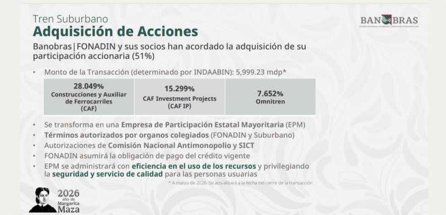 Gobierno adquiere el 100% del Tren Suburbano y lo convierte en empresa estatal