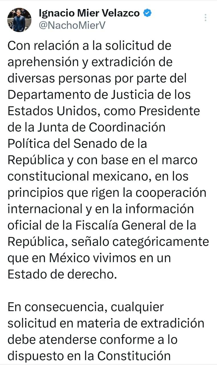 Mier: se&ntilde;alamientos sin pruebas carecen de validez jur&iacute;dica