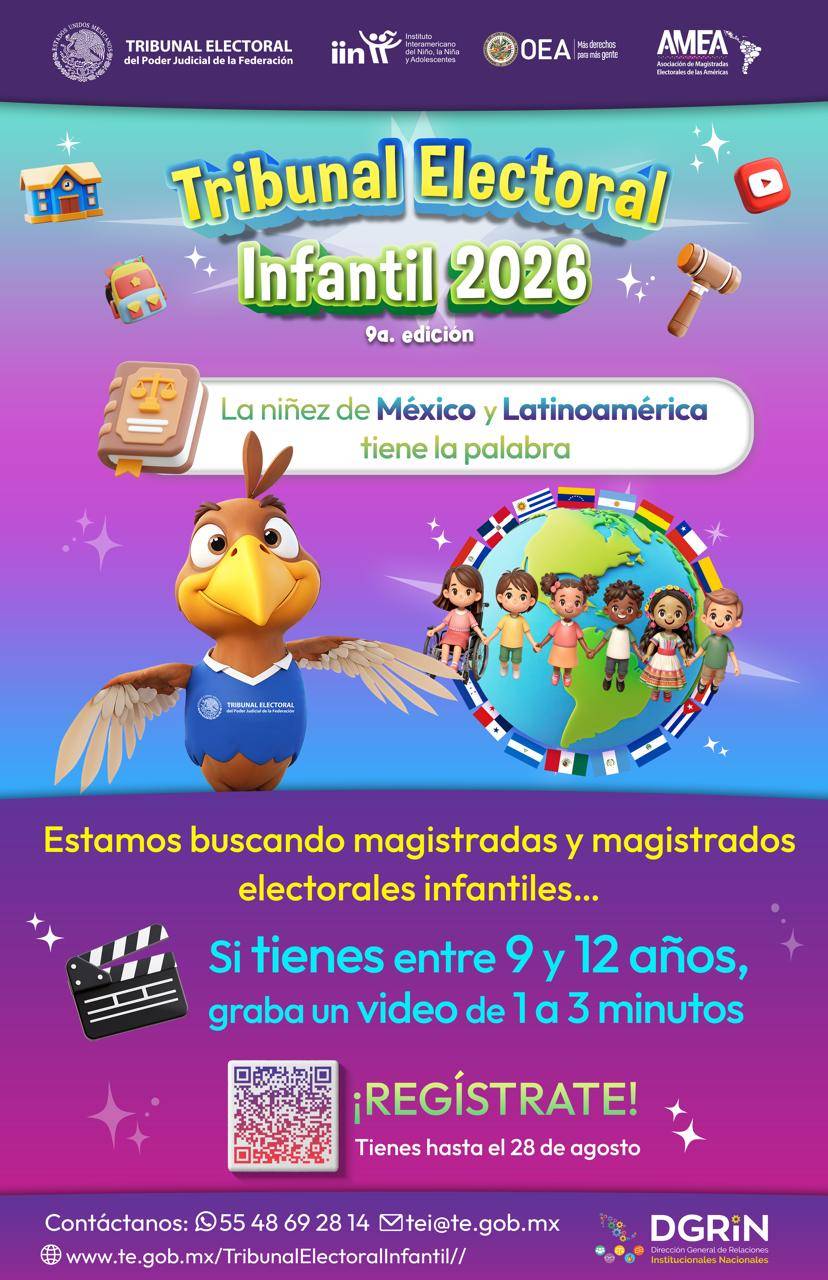 TEPJF convoca a la novena edici&oacute;n del Tribunal Electoral Infantil 2026 para promover la voz de la ni&ntilde;ez en M&eacute;xico y Latinoam&eacute;rica