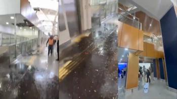 Fuga de aguas negras afecta pasillo de la Terminal 1 del AICM