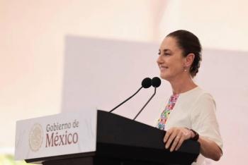Claudia Sheinbaum destaca la grandeza cultural de M&eacute;xico en encuentro con estudiantes del IPN en Palenque