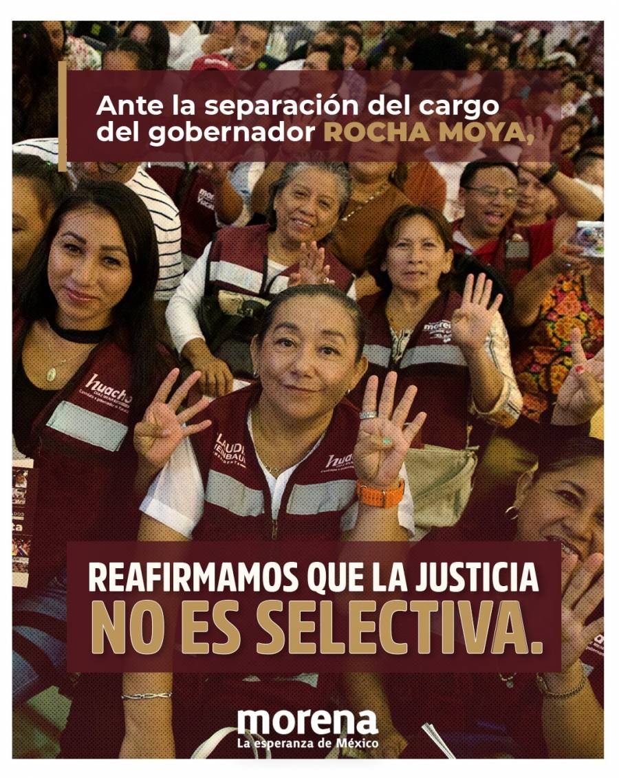 Tras separación de Rubén Rocha, Morena afirma que no hay amiguismos ni impunidad a su interior y que permitirá que la ley actúe