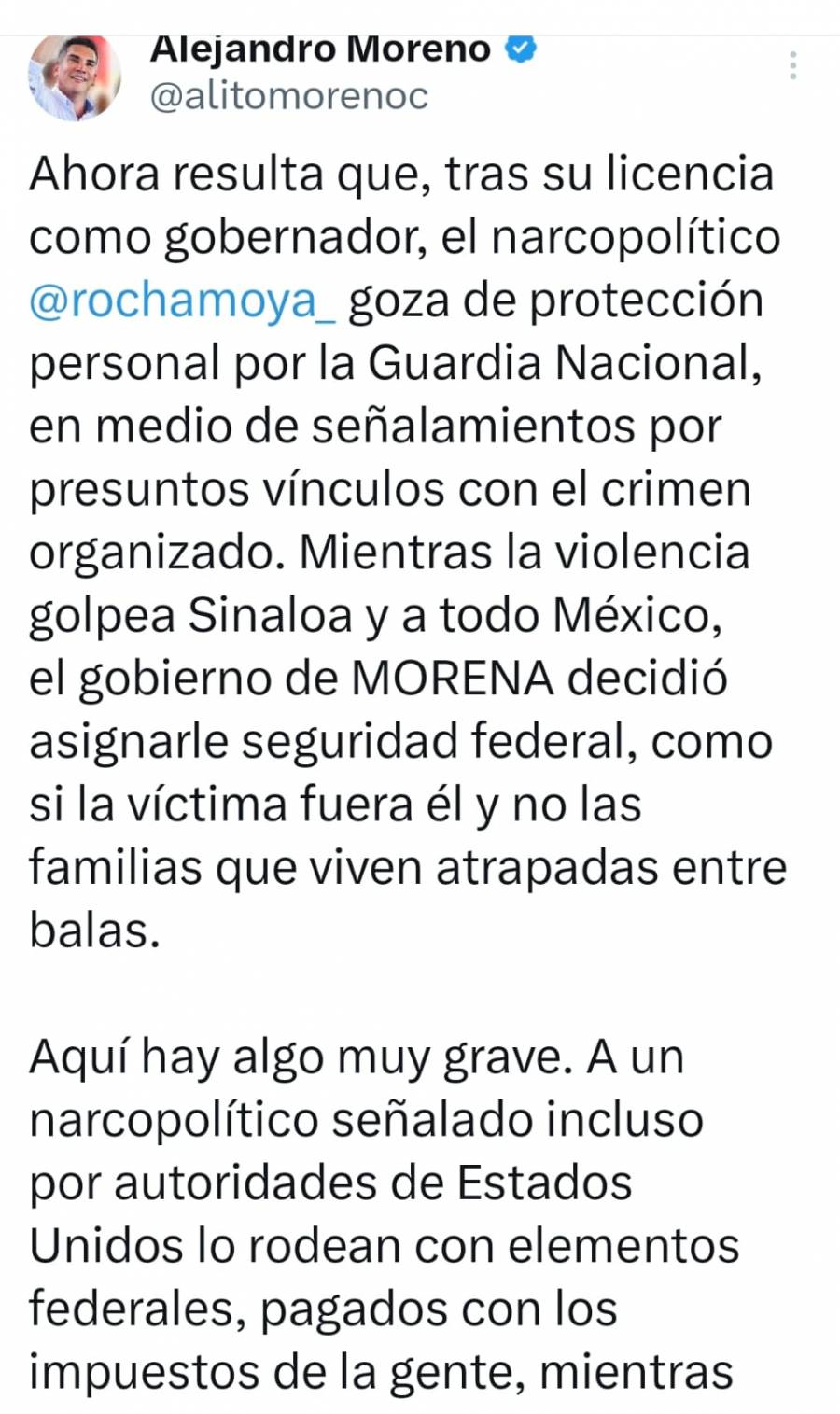 Alito C&aacute;rdenas acusa protecci&oacute;n a Rocha y se&ntilde;ala uso del Estado para encubrir