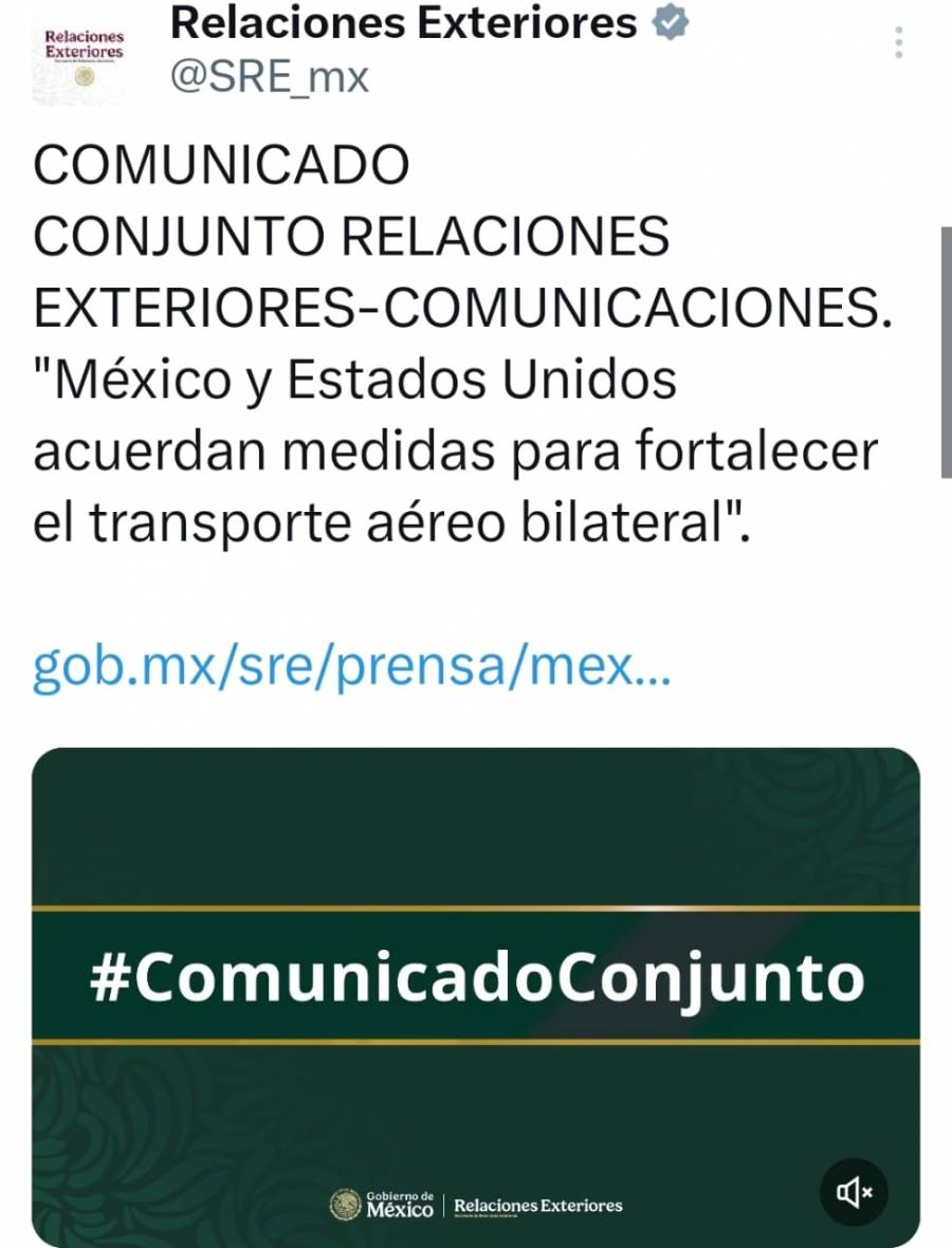 M&eacute;xico y Estados Unidos acuerdan medidas para fortalecer transporte a&eacute;reo bilateral