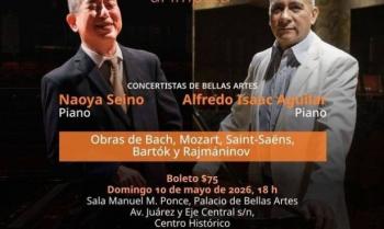 Pianistas Naoya Seino y Alfredo Isaac Aguilar ofrecer&aacute;n concierto a cuatro manos en Bellas Artes