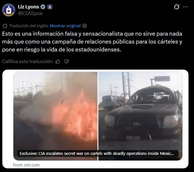 CIA desmiente versión sobre presunta participación en explosión de Tecámac
