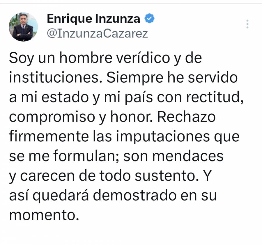 Senador Enrique Inzunza rechaza acusaciones tras señalamientos de EU; 