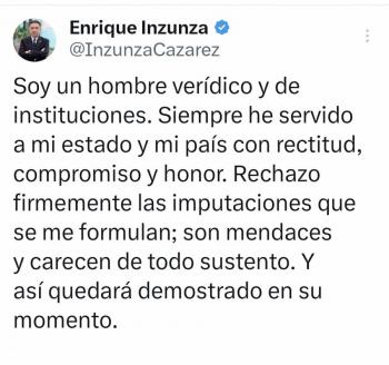 Senador Enrique Inzunza rechaza acusaciones tras se&ntilde;alamientos de EU; 