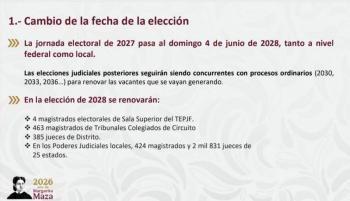 Presidenta plantea reforma para aplazar elecci&oacute;n judicial hasta 2028