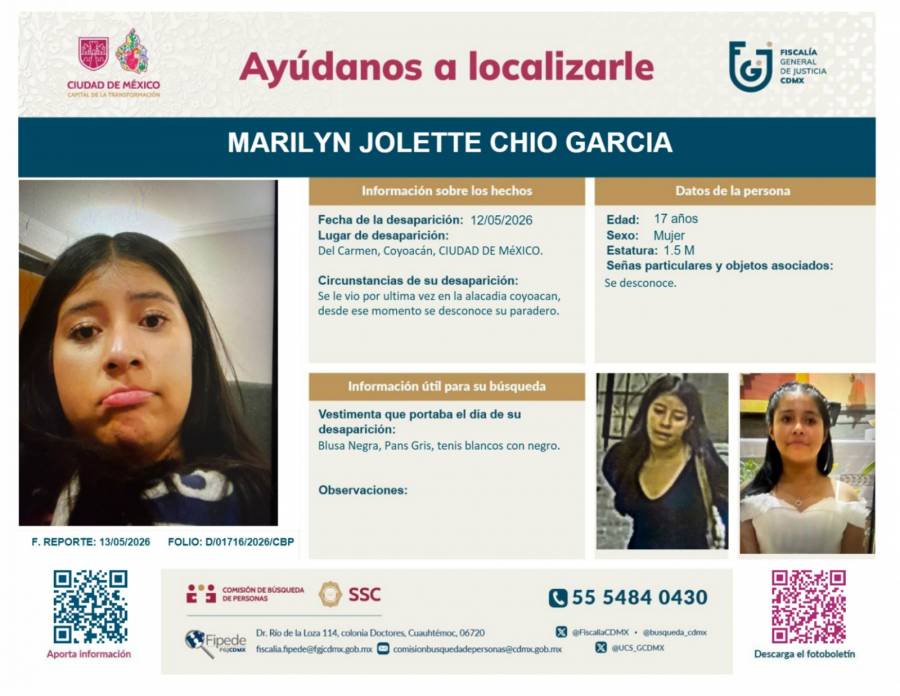 Desaparición de Marilyn Jolette en Coyoacán: familia denuncia falta de atención