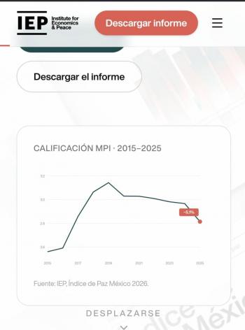 &Iacute;ndice de Paz M&eacute;xico reconoce reducci&oacute;n de homicidios, pero advierte aumento de otras violencias: Michel Collins
