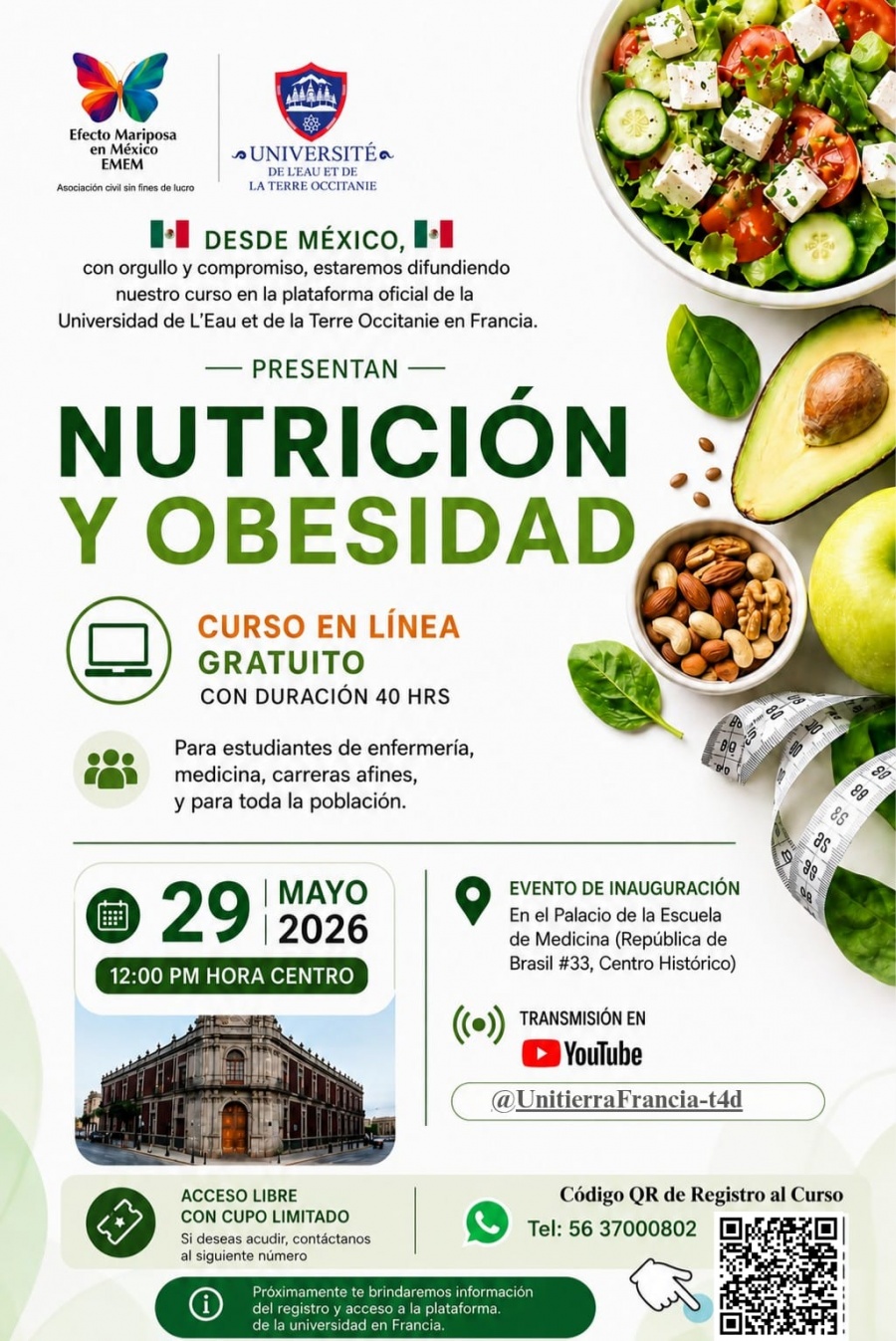 Curso gratuito sobre nutrición busca combatir el sobrepeso y la obesidad en México