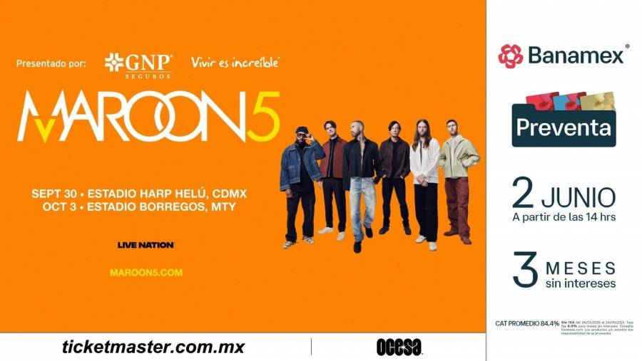 Maroon 5 anuncia conciertos en CDMX y Monterrey en 2026