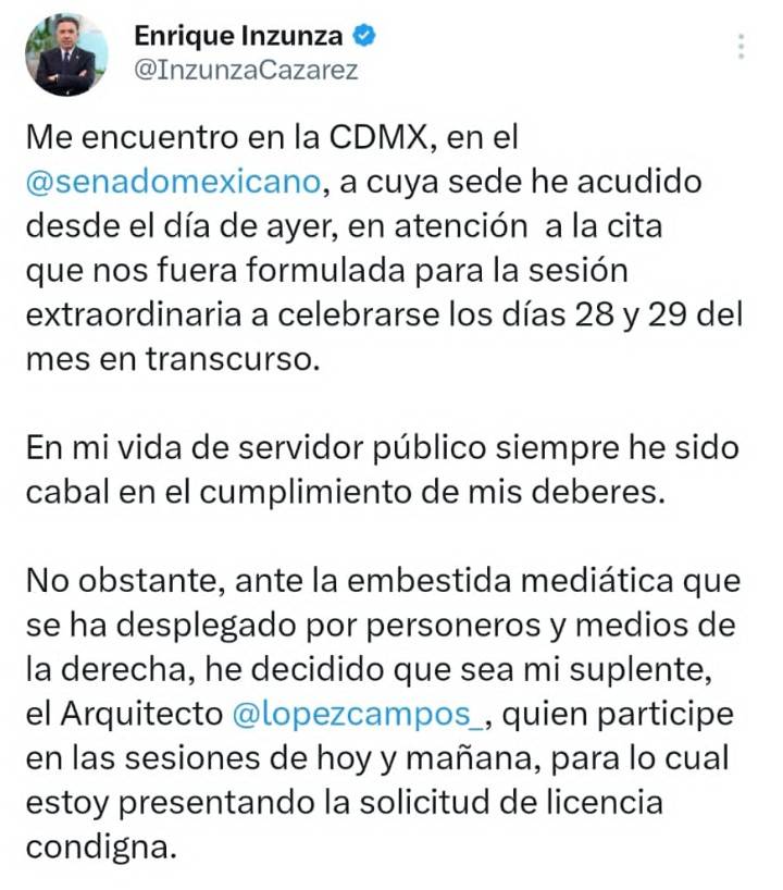 “Ya les quitamos el show”; Nacho Mier; Inzunza pide licencia al Senado