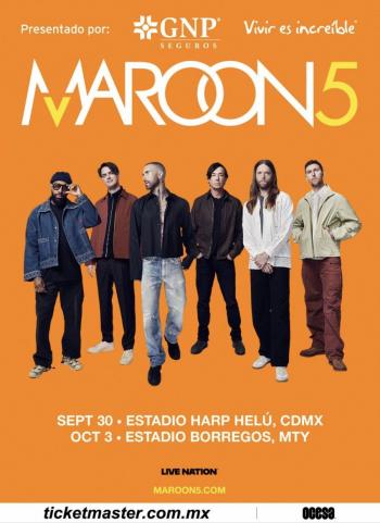¡Maroon 5 anuncia fechas en M&eacute;xico este oto&ntilde;o!