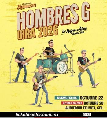¡Hombres G estar&aacute; de paso en M&eacute;xico con el tour Los Mejores A&ntilde;os De Nuestra Vida, ¡y Guadalajara gozar&aacute; de una noche m&aacute;s!