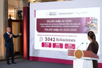 Caminos artesanales y conservaci&oacute;n carretera beneficiar&aacute;n a 327 mil personas: Sheinbaum