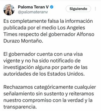 Gobierno de Sonora desmiente investigaci&oacute;n de EU contra Alfonso Durazo, 