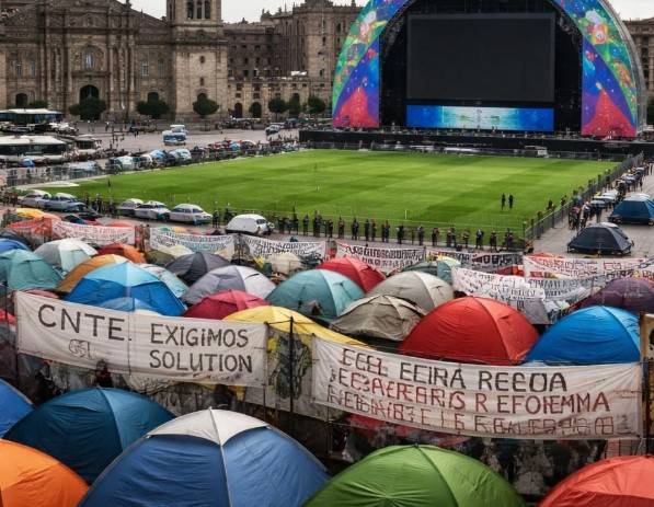 Fifa Fan Fest en el Z&oacute;calo en riesgo por protestas de la CNTE; gobierno pide paciencia
