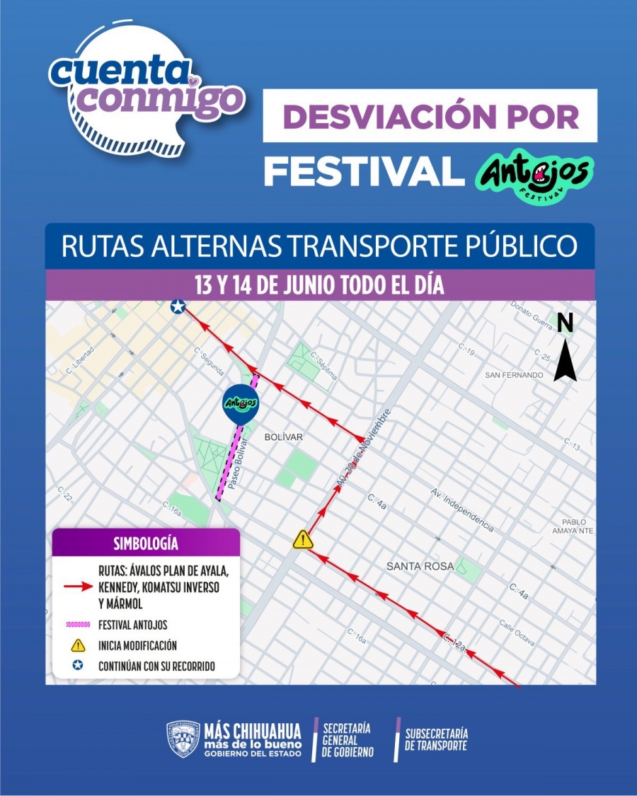 Festival Antojos modifica rutas de transporte urbano en Chihuahua del 13 al 14 de junio