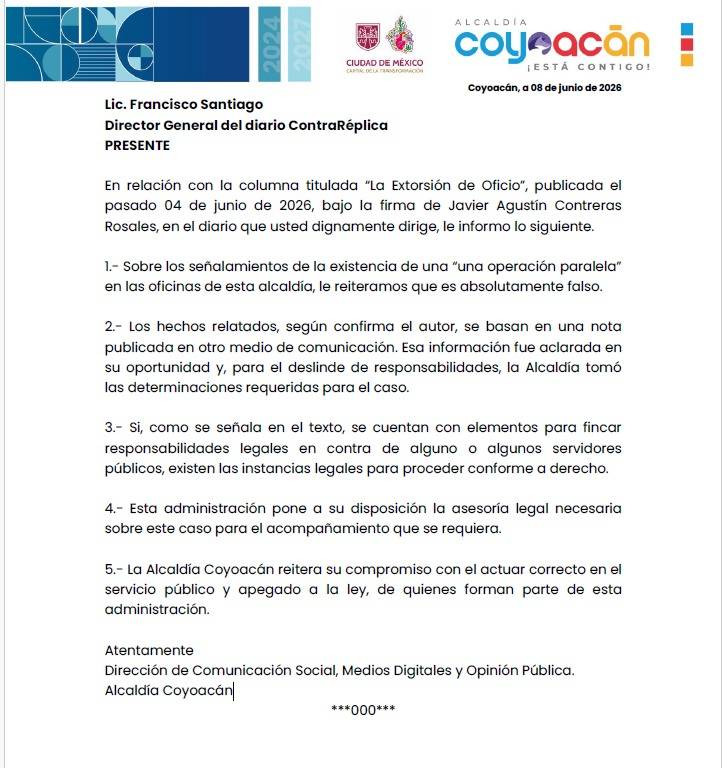 Aclaración de la Alcaldía Coyoacán sobre la columna 