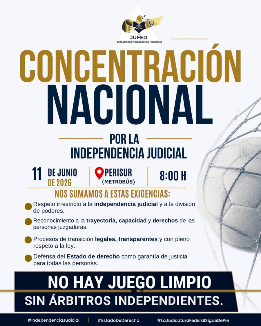 Jueces federales convocan concentración en el marco de la inauguración del Mundial 2026