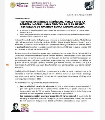 Pobreza laboral alcanza m&iacute;nimo hist&oacute;rico en M&eacute;xico, destaca Hacienda